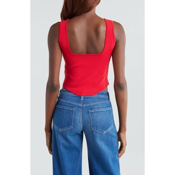 L'agence Women's Scarlet Red Gold Saga Knit Sleeveless Corset Top Size XL NWOT - Picture 16 of 16